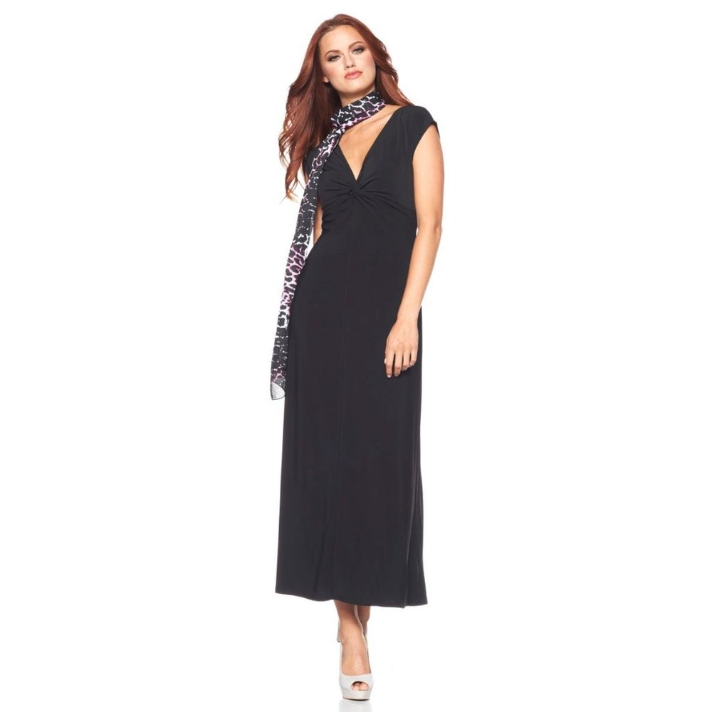 Your Best Bet Maxi Dress w/Chiffon Scarf, Black